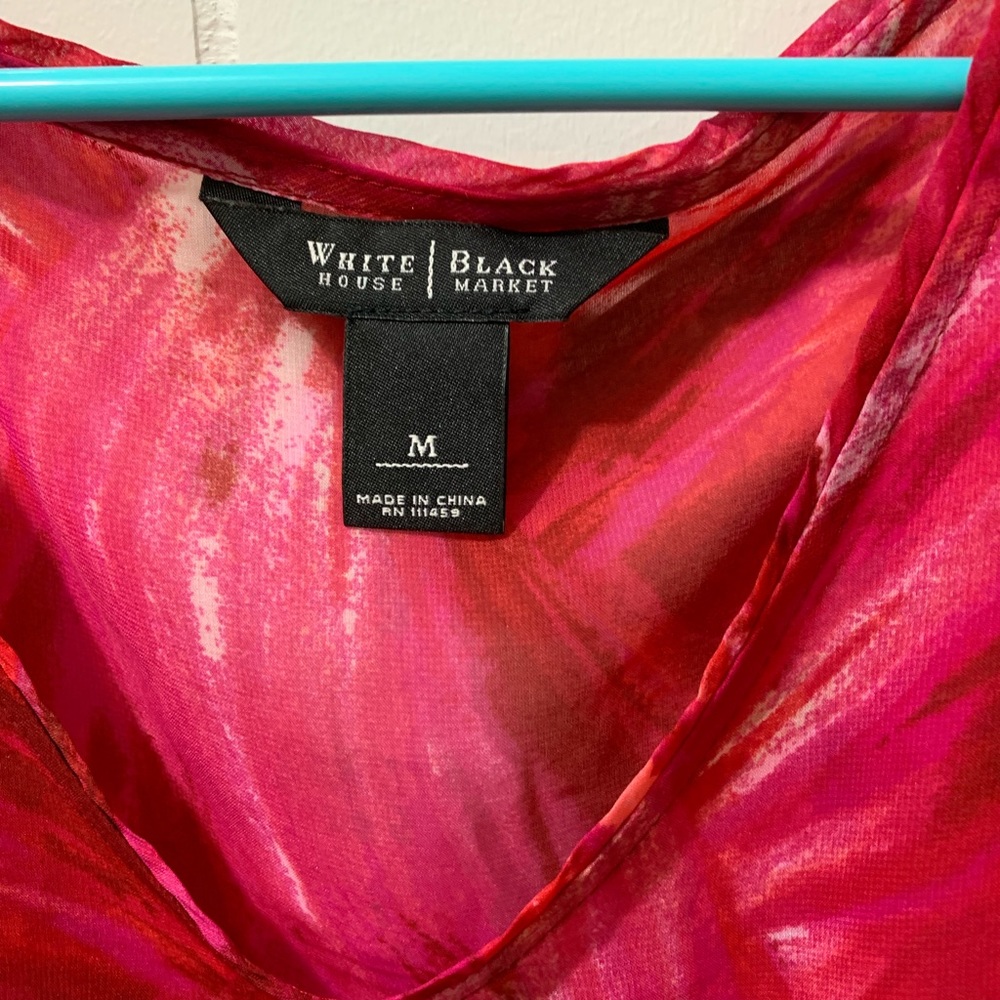 WHBM Pink floral print silk top